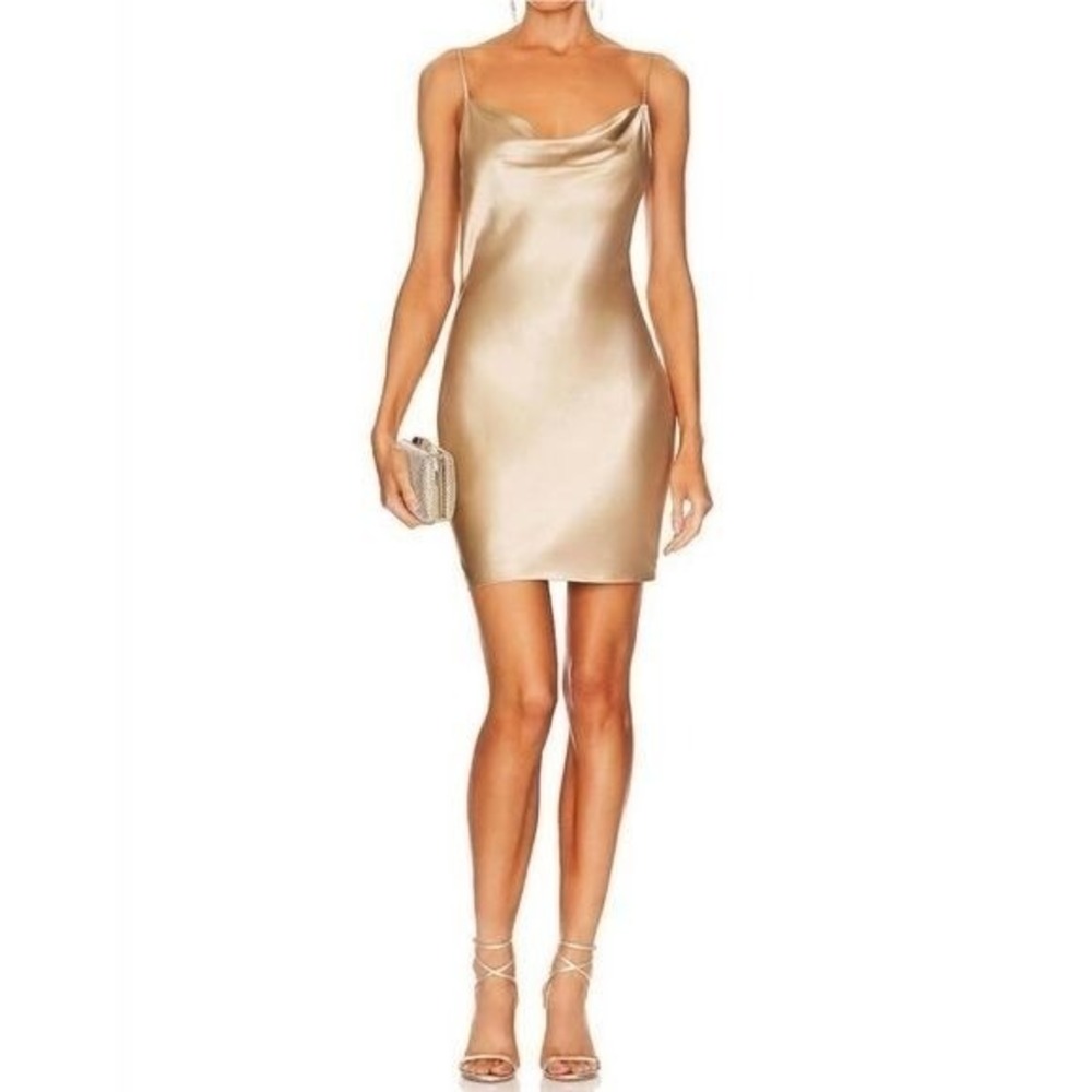 Fleur du Mal Slip Dress Silk Short Cowl Neck Mini Sz L